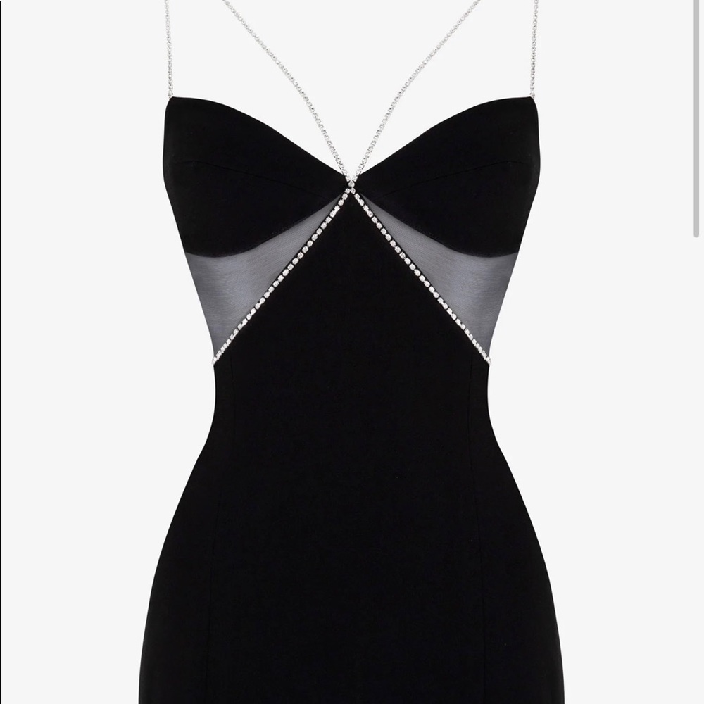 Heiress Black Diamante Strap Cutout Mini Dress